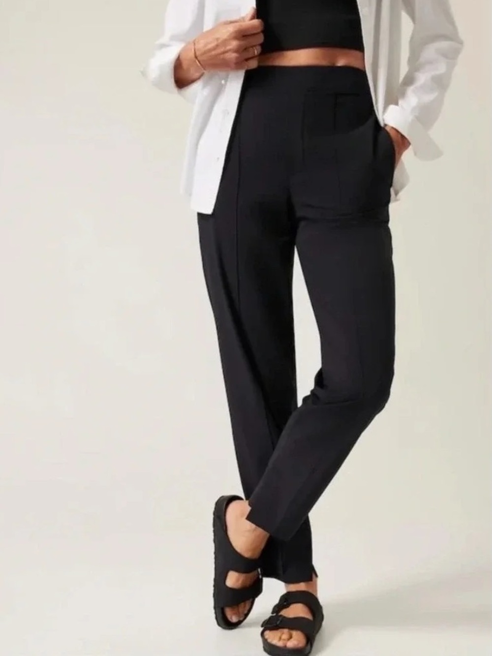 Athleta Brooklyn Heights High Rise Pant Size 2 Black Slim Straight Leg Pull On